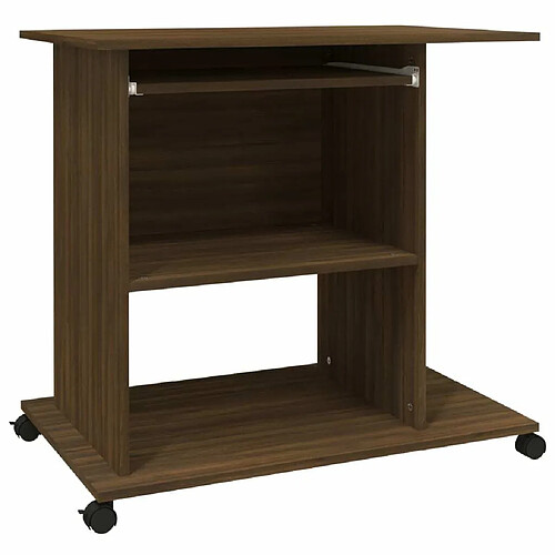 Maison Chic Bureau d'ordinateur solide,Table de travail Chêne marron 80x50x75 cm Bois d'ingénierie -GKD71066