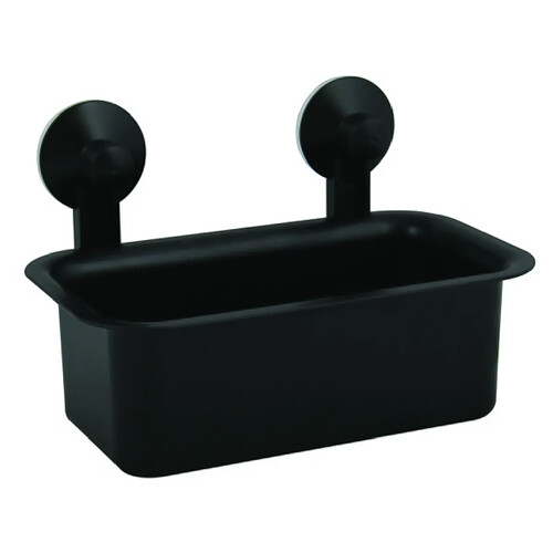 MSV Etagère de douche à ventouses PVC Noir Mat