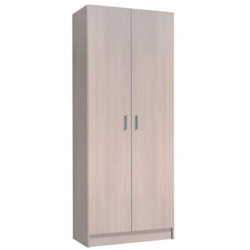 Armoire multi-usages avec 2 portes en bois couleur chêne - Dim : H180 x L73 x P37 cm -PEGANE-