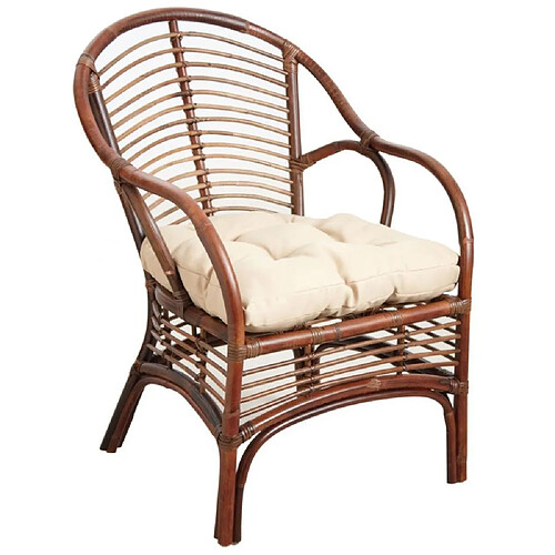 Aubry Gaspard Fauteuil en rotin marron Louis.