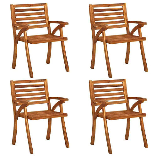 Maison Chic Lot de 4 Chaises de jardin,Fauteuil d'extérieur avec coussins Bois de teck solide -MN37350