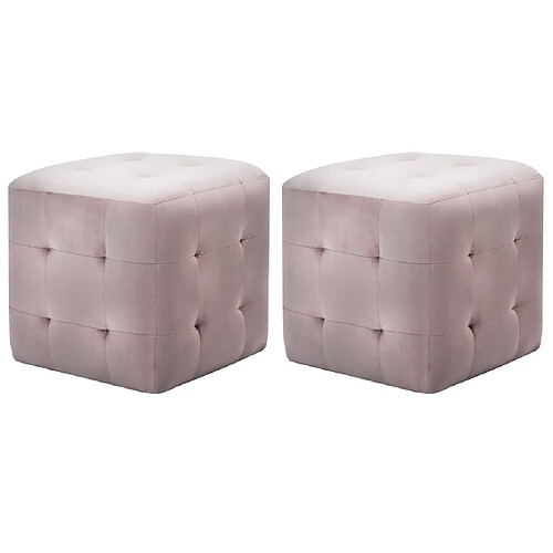 vidaXL Tables de chevet 2 pcs Rose 30x30x30 cm Tissu velours