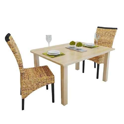 vidaXL Chaises à manger lot de 2 bois solide de manguier et abaca