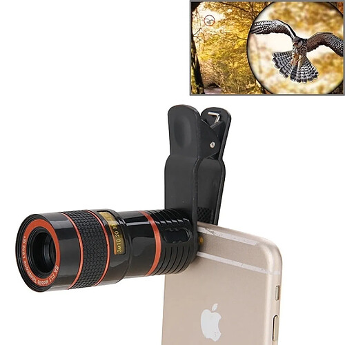 Wewoo Pour iPhone et Samsung noir HTC autres téléphones mobiles 8X Zoom Télescope Téléobjectif Lentille avec Clip,