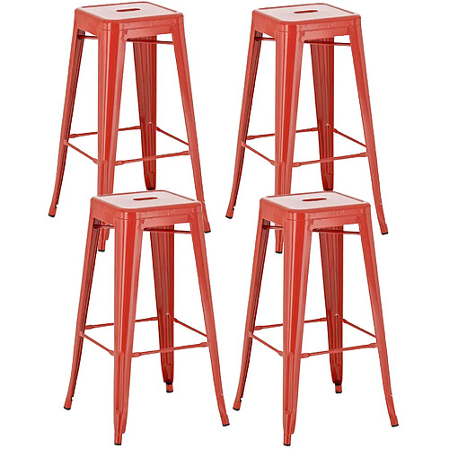 Decoshop26 Lot de 4 tabourets de bar style industriel avec repose-pieds en métal rouge TDB10288