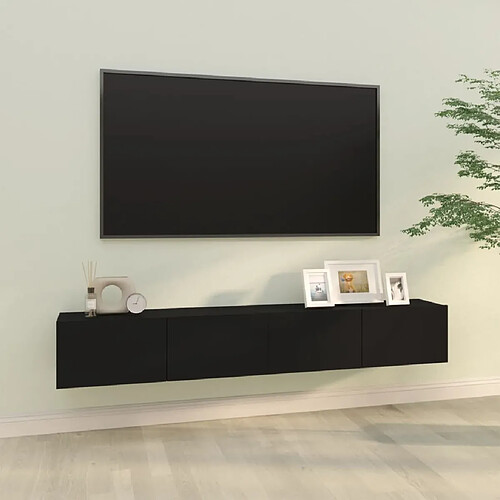 Maison Chic Ensemble 2 Meubles TV muraux suspendus noir 100x30x30 cm bois d'ingénierie -MN53991