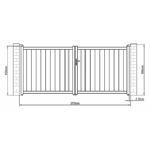 CEZARE Portail alu battant 350x160cm OREGON - GREEN & GROW