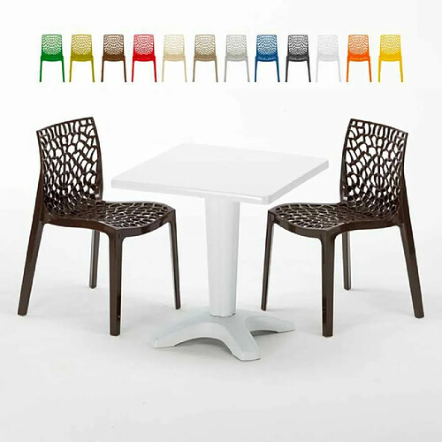 Grand Soleil Table et 2 chaises colorées polypropylen