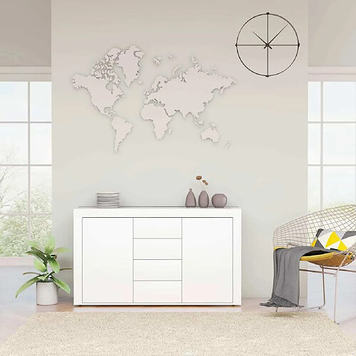 Maison Chic Buffet,Meuble de Rangement,commode pour salon,Cuisine Blanc 120x36x69 cm Aggloméré -MN63962