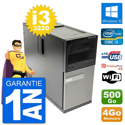 PC Tour Dell 7010 Intel Core i3-3220 RAM 4Go Disque Dur 500Go Windows 10 Wifi · Occasion