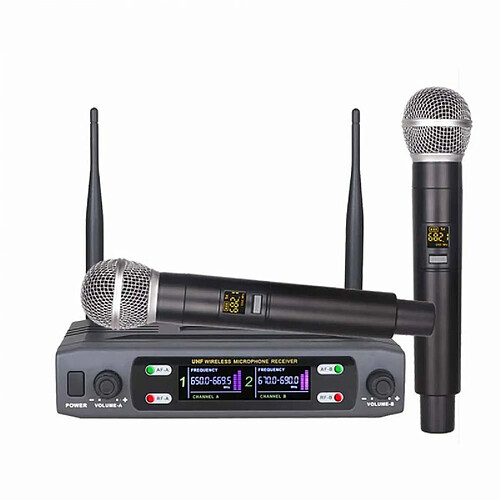 K2 Microphone Sans Fil Portable Double Canal Uhf Micro Dynamique À Fréquence Fixe Pour Karaoké Fête De Mariage Prise Ue