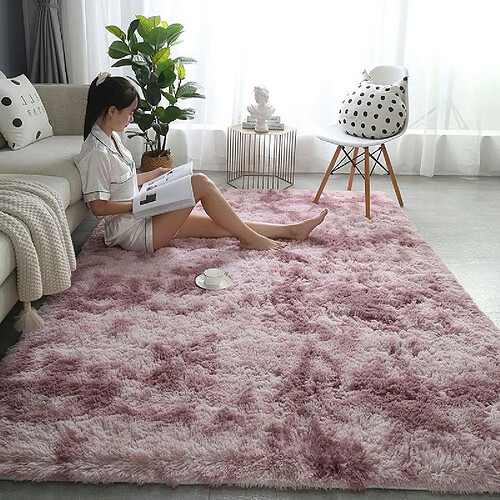 LUUCOZK Tapis à poils longs doux et moelleux pour chambre à coucher et salon - Rose violet-160 x 230 cm