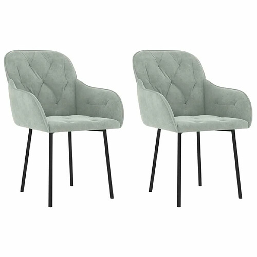 Maison Chic Lot de 2 Chaises à manger | Chaise de salle à manger cuisine Gris clair Velours -GKD68938