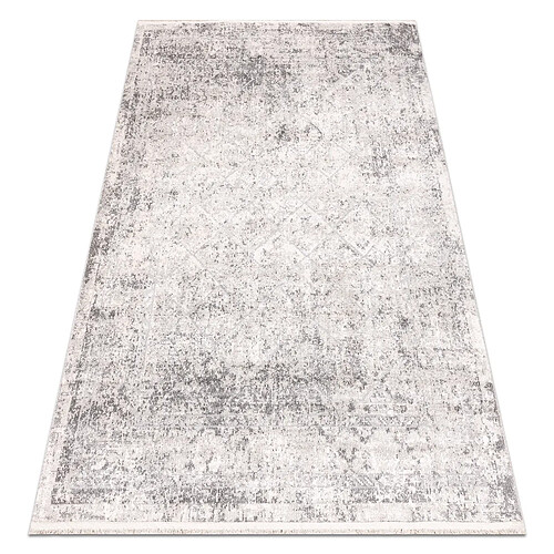 RUGSX Tapis moderne DISTIN 0200A gris gris clair blanc - Losangos, cadre, vintage, franges 80x150 cm