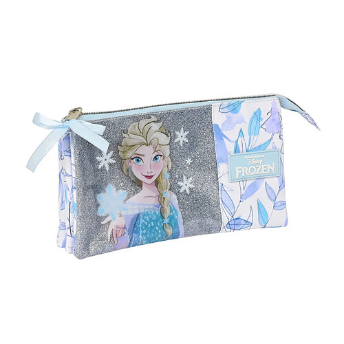 Trousse Fourre-Tout Triple Frozen Memories Bleu Blanc (22 x 12 x 3 cm)