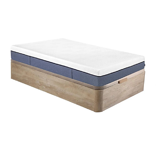 Vente-Unique Ensemble 90 x 190 cm sommier coffre naturel clair + matelas ressorts ensachés 7 zones et mémoire de forme ép.24cm - KASUI de YSMÉE