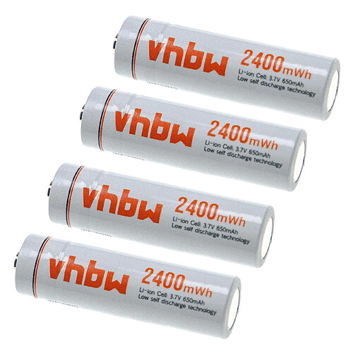 vhbw Piles rechargeables AA Mignon, 4 pièces - Batteries rechargeables (650mAh, 3,7V, Li-ion)