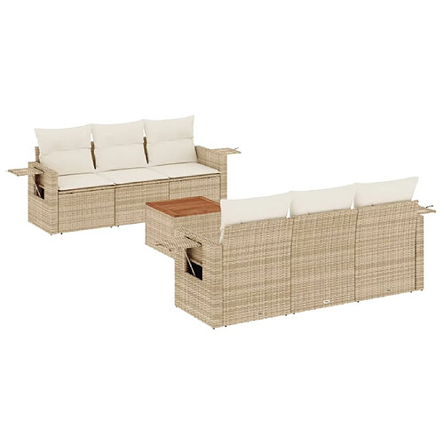 Maison Chic Salon de jardin avec coussins 7 pcs, Ensemble Tables et chaises de jardin, beige résine tressée -GKD499303