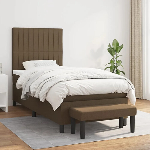 vidaXL Sommier à lattes de lit avec matelas Marron foncé 100x200 cm