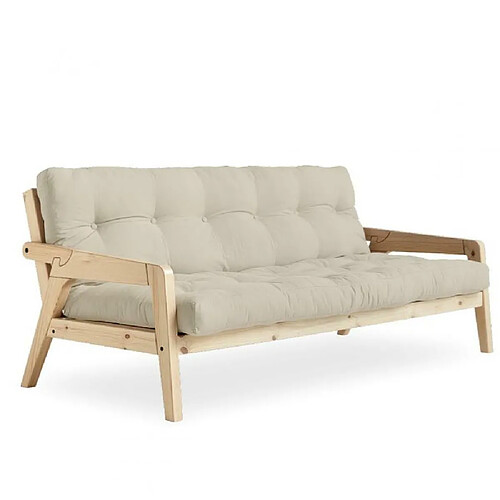 Inside 75 Canapé convertible futon GRAB pin naturel coloris beige couchage 130 cm.