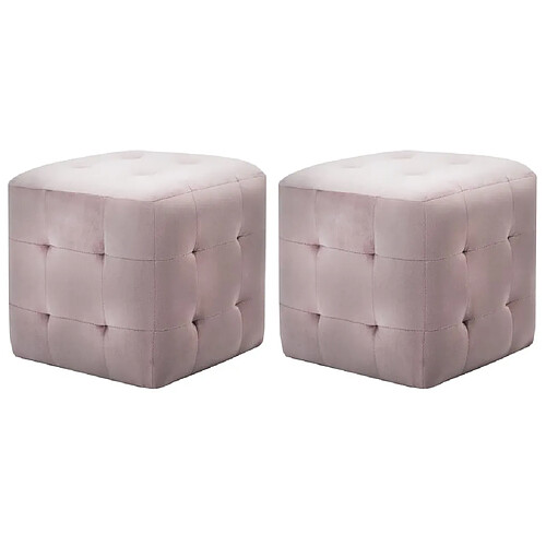 Maison Chic Lot de 2 Tables de chevet,Table de nuit,Table d'appoint pour salon Rose 30x30x30 cm Tissu velours -MN15903