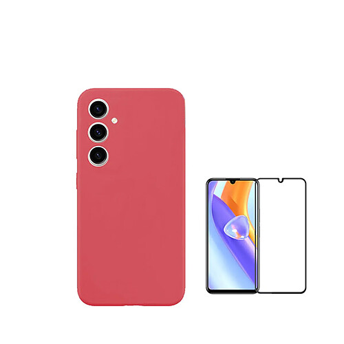 Kit de film en verre trempé de la couverture de 5D + couvercle de silicone liquide Phonecare pour Samsung Galaxy A05s - rouge