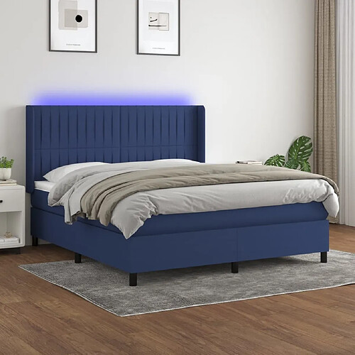 Sommier à lattes,Cadre à lattes de lit pour Adulte matelas et LED Bleu 180x200 cm Tissu -MN68542