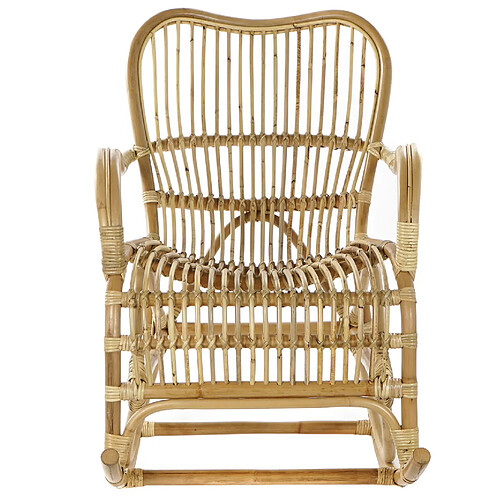 Pegane Fauteuil à bascule en bois de rotin coloris naturel - longueur 62 x profondeur 94 x hauteur 93 cm