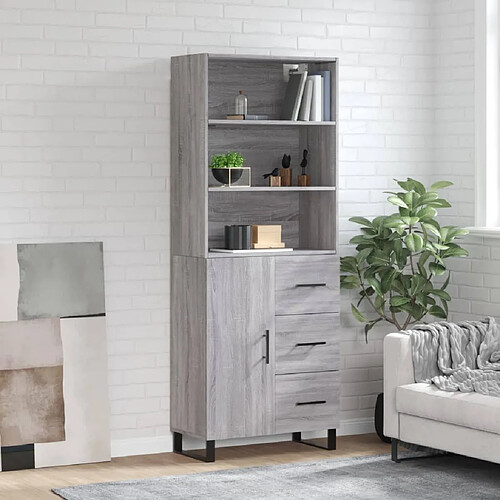 vidaXL Buffet haut Sonoma gris 69,5x34x180 cm Bois d'ingénierie