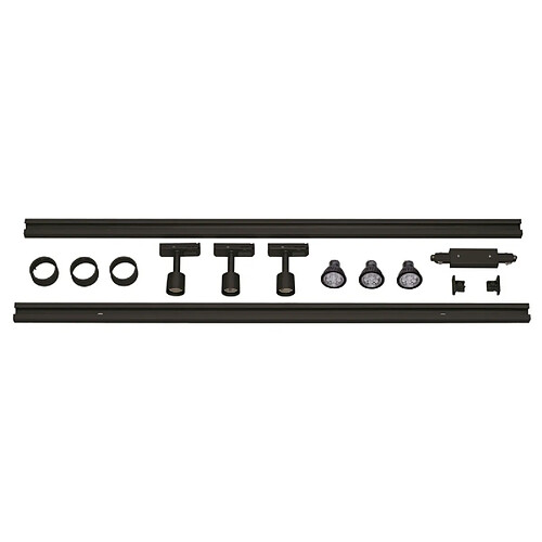 Slv KIT rail 1 allumage PURI, noir, 2x1m, 3x PURI spot et sources LED