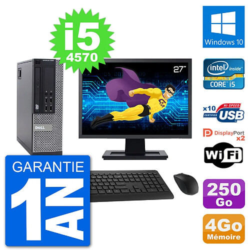 PC Dell 9020 SFF Ecran 27" Intel i5-4570 RAM 4Go Disque 250Go Windows 10 Wifi · Occasion