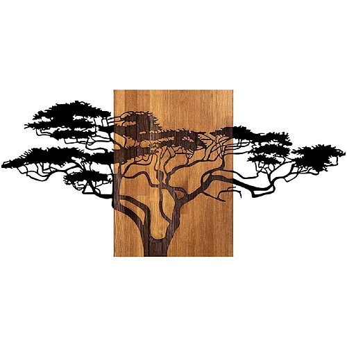 Hanah Home Décoration murale en bois et métal Walnut Grand Arbre.