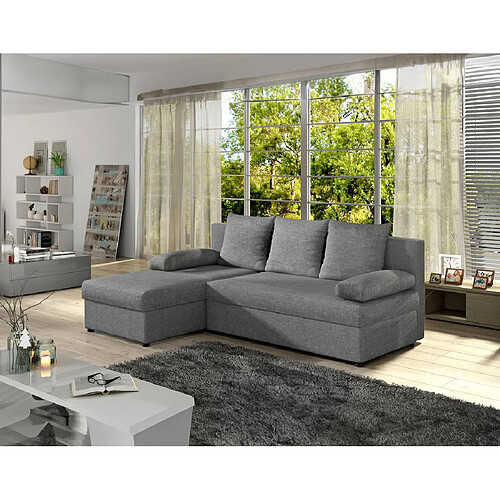 Bestmobilier Numancia - canapé d'angle réversible 4 places - convertible avec coffre - en tissu