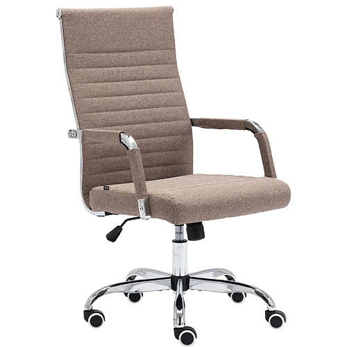 Decoshop26 Fauteuil de bureau sur roulettes confortable hauteur réglable en tissu taupe cadre métal chromé BUR10580