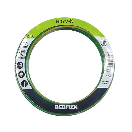 Debflex BOBINOT H07V-K 1,5 10M JAUNE / VERT