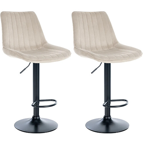 Non Lot de 2 tabourets de bar Toni velours noir