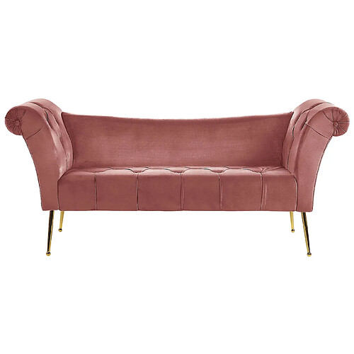 Beliani Chaise longue en velours rose NANTILLY