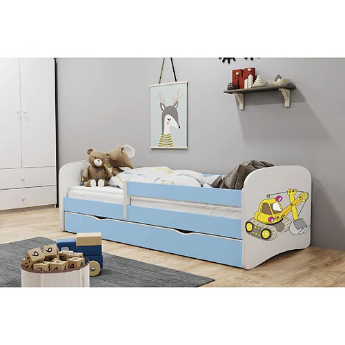 Lit Babydreams pelle bleu sans tiroir sans matelas 140/70