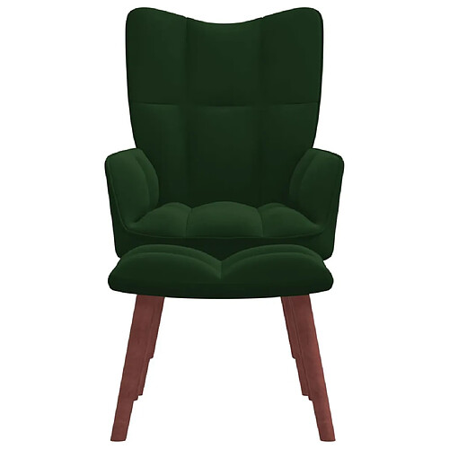 Maison Chic Chaise de relaxation | Fauteuil relax avec repose-pied Vert foncé Velours -GKD83195