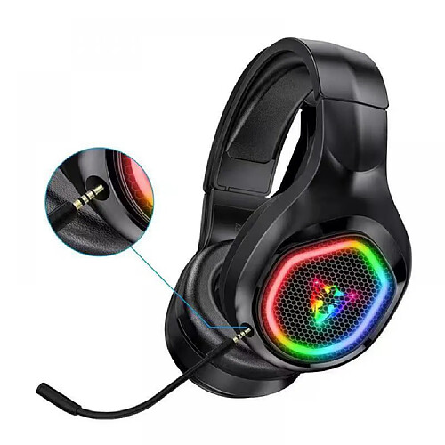 General Casque de jeu Bluetooth sans fil, prise audio 0,1 pouce, coussinets en mousse à mémoire de forme, lumière LED, basses surround, léger, compatible avec PC, PlayStation, Xbox, Switch.(bluetooth sans fil)