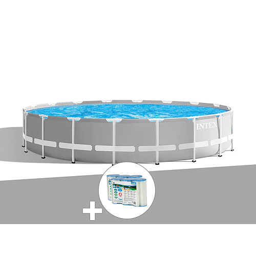 Kit piscine tubulaire Intex Prism Frame ronde 6,10 x 1,32 m + 6 cartouches de filtration