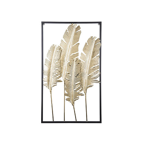 Present Time Décoration murale design métal Feathers - L. 53 x l. 89 cm - Noir et doré