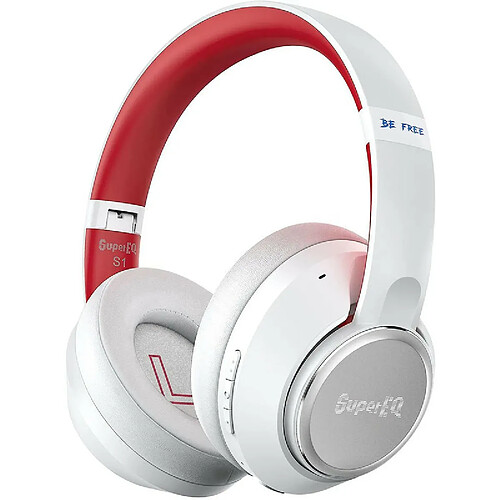 Chrono Casque hybride à réduction de bruit active sans fil, casque Bluetooth 5.0 supra-auriculaire, casque avec suppression du bruit ANC, batterie 45h, basse, microphone, appel vocal, connexion de 2 appareils(Blanc)