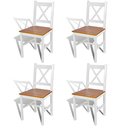 Maison Chic Lot de 4 Chaises à manger,Chaise pour cuisine blanc bois de pin -MN78136