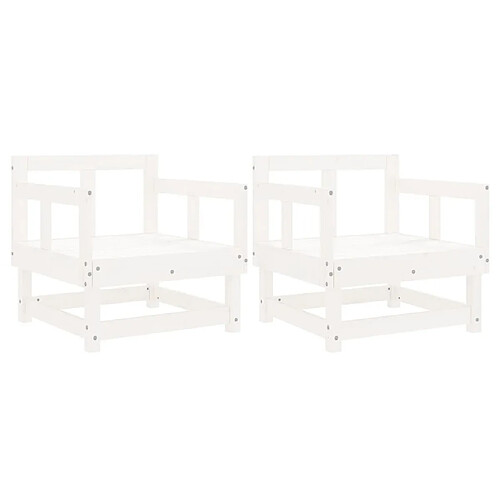 Maison Chic Lot de 2 Chaises de jardin,Fauteuil d'extérieur blanc bois massif de pin -MN36909