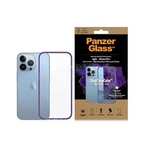 panzerglass coque transparent iphone 13 pro 6.1" antibacterial military grade grape 0337