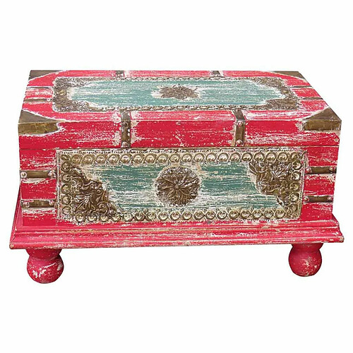 Coffre Alexandra House Living Rouge Bois de manguier 28 x 27 x 50 cm Style artisanal