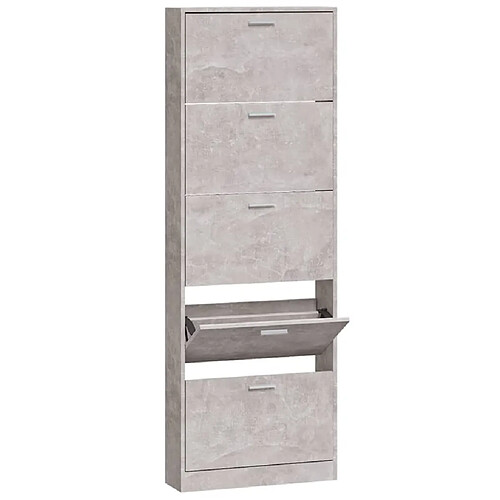 Maison Chic Armoire à chaussures | Meuble de rangement à chaussures Meuble d'Entrée Gris béton 59x17x169 cm Bois d'ingénierie -MN13312