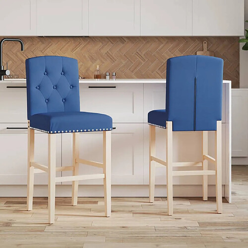 vidaXL Chaises de bar lot de 2 bois massif d'hévéa et tissu