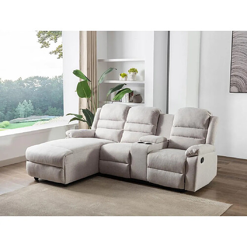 Vente-Unique Canapé d'angle gauche relax en tissu beige MACEDONIA